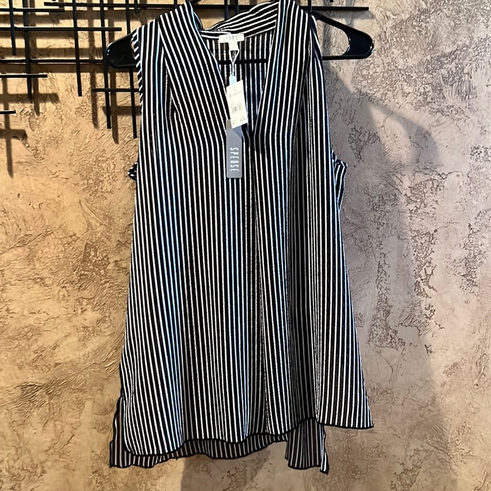 NWT Spense Black & White Vertical Striped Tank